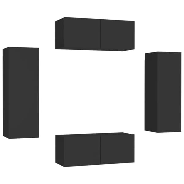vidaXL TV-benksett 4 deler svart sponplate