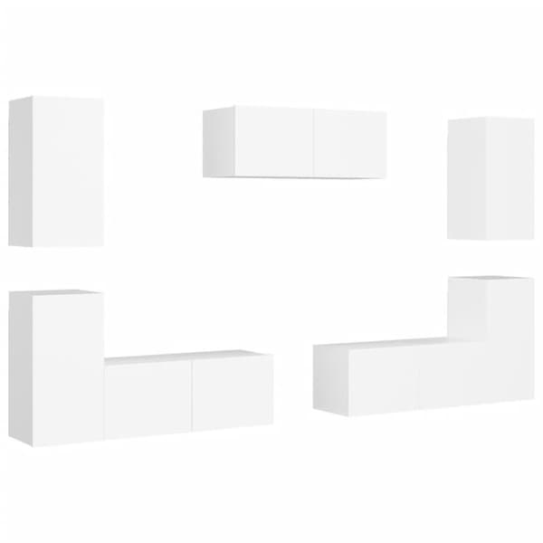 vidaXL TV-benksett 7 deler hvit sponplate