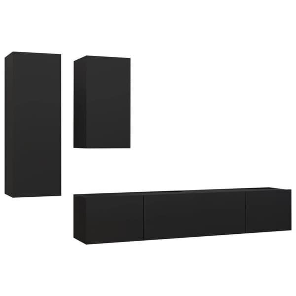 vidaXL TV-benksett 4 deler svart sponplate