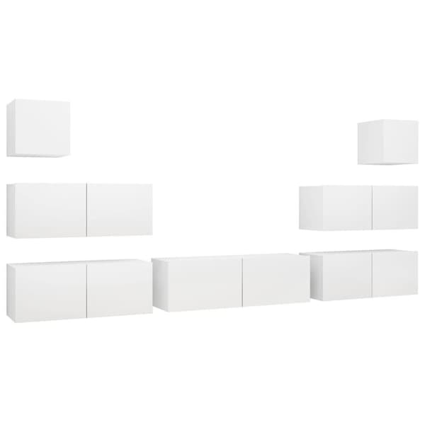 vidaXL TV-benksett 7 deler hvit sponplate