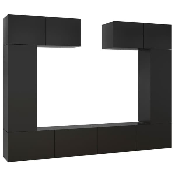 vidaXL TV-benksett 6 deler svart sponplate