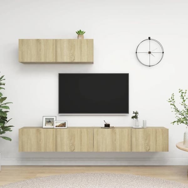 vidaXL TV-benksett 3 deler sonoma eik sponplate