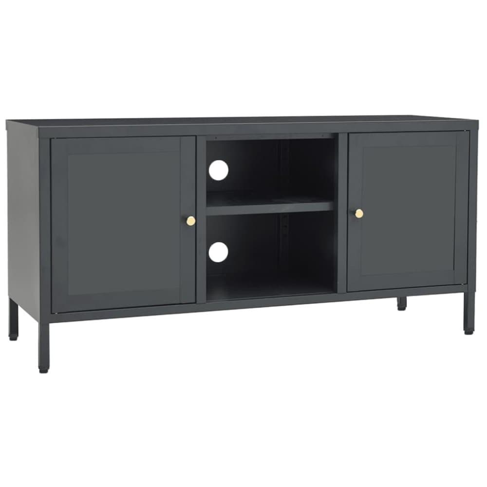 vidaXL TV-bänk antracit 105x35x52 cm stål och glas