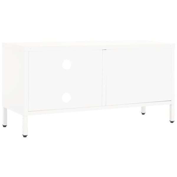 vidaXL TV-benk hvit 90x30x44 cm stål og glass