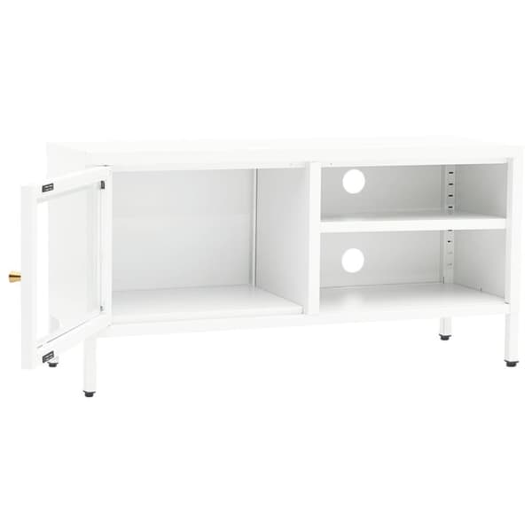 vidaXL TV-benk hvit 90x30x44 cm stål og glass