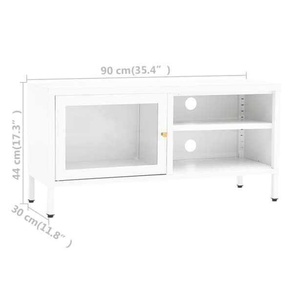 vidaXL TV-benk hvit 90x30x44 cm stål og glass