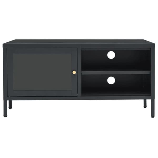 vidaXL TV-benk antrasitt 90x30x44 cm stål og glass