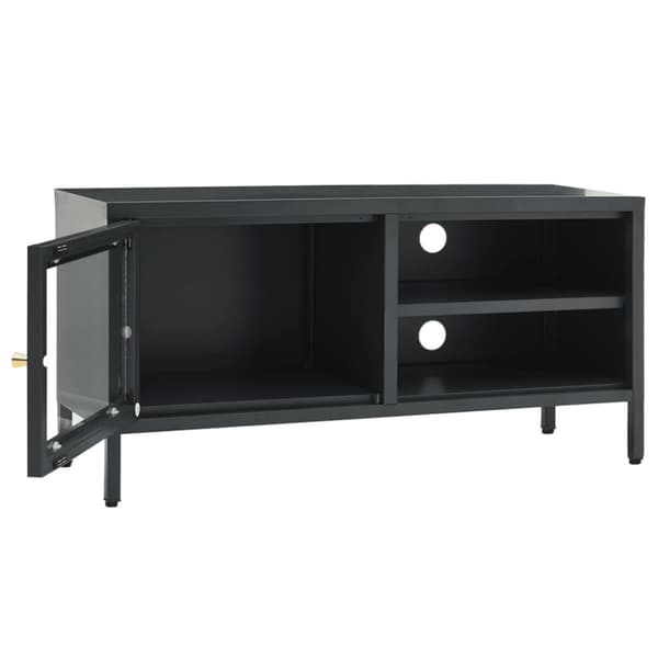 vidaXL TV-benk antrasitt 90x30x44 cm stål og glass