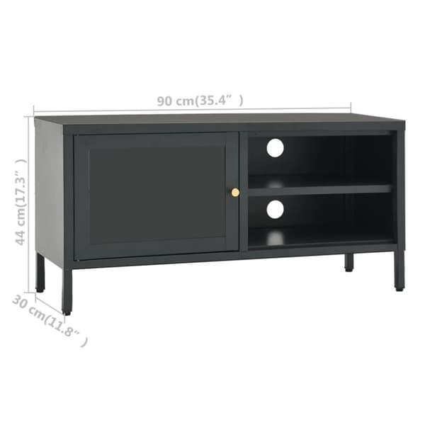 vidaXL TV-benk antrasitt 90x30x44 cm stål og glass