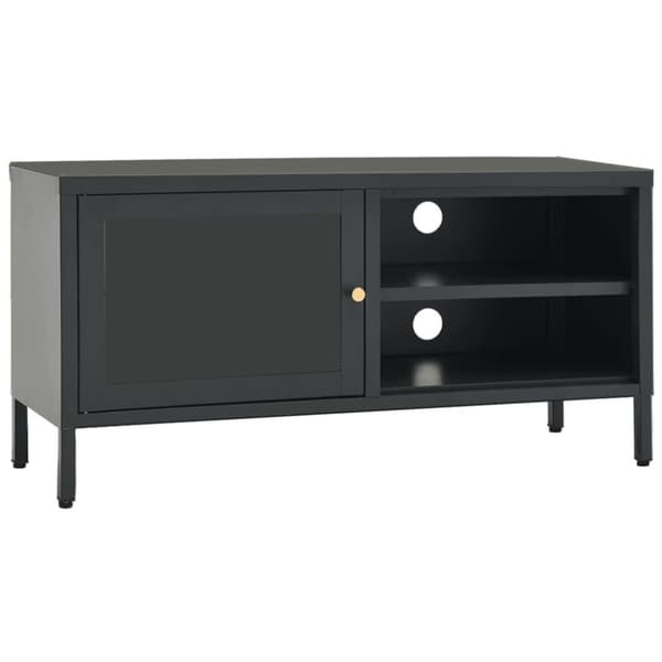 vidaXL TV-benk antrasitt 90x30x44 cm stål og glass