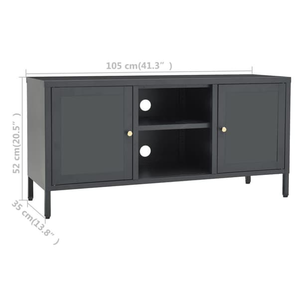 vidaXL tv-skab 105x35x52 cm stål og glas antracitgrå