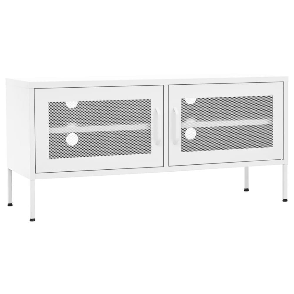 vidaXL Tv-bänk vit 105x35x50 cm stål