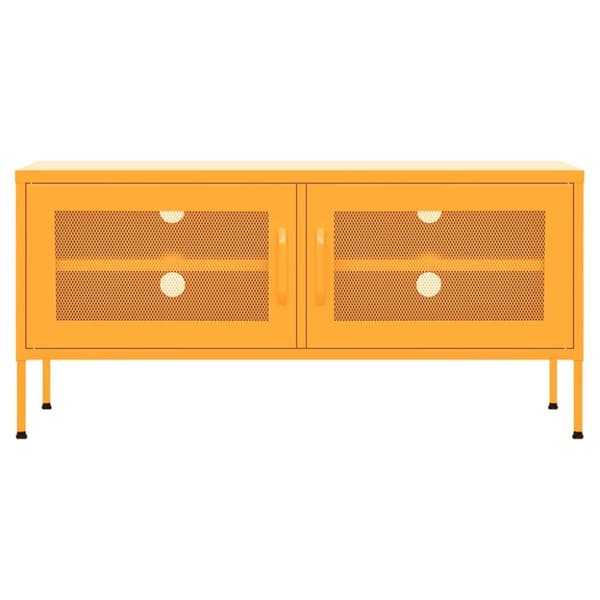 vidaXL TV-benk sennepsgul 105x35x50 cm stål