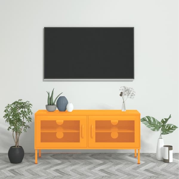 vidaXL TV-benk sennepsgul 105x35x50 cm stål