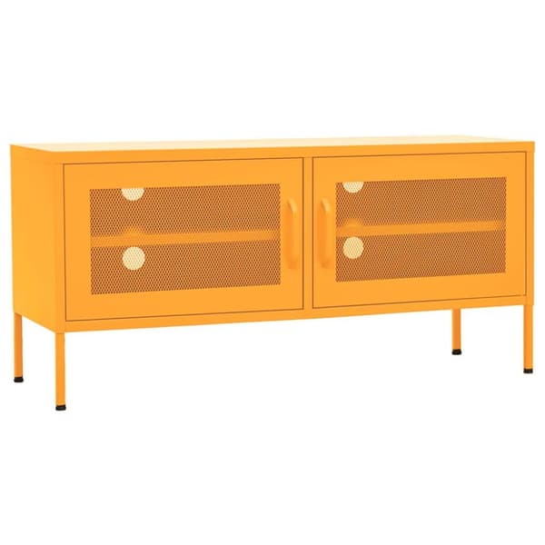 vidaXL TV-benk sennepsgul 105x35x50 cm stål