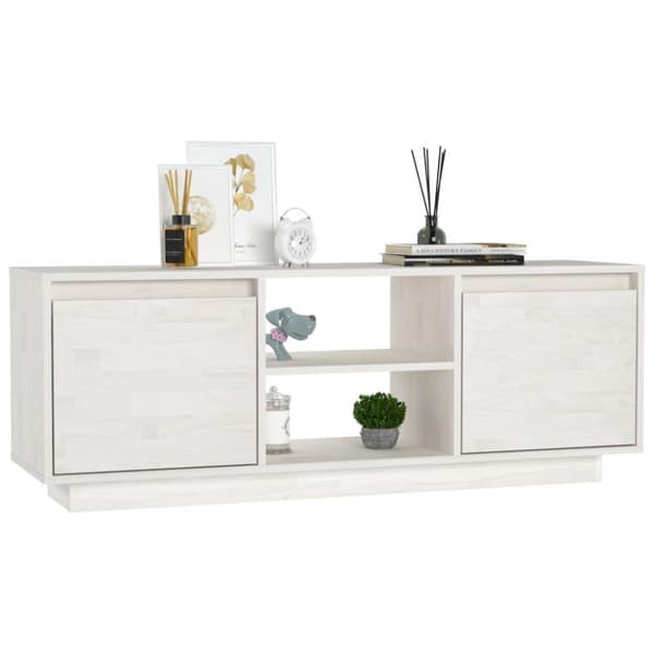 vidaXL TV-benk 110x30x40 cm heltre furu hvit