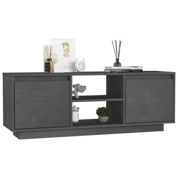 vidaXL TV-bänk grå 110x30x40 cm massiv furu