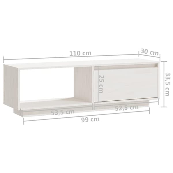 vidaXL TV-bänk vit 110x30x33,5 cm massiv furu