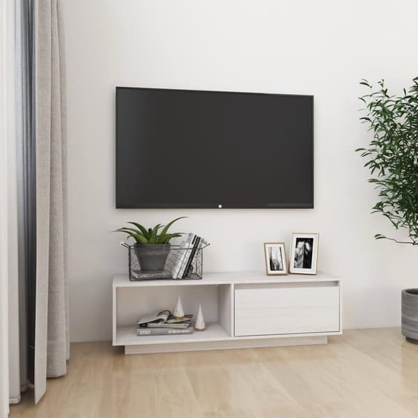 vidaXL TV-bänk vit 110x30x33,5 cm massiv furu