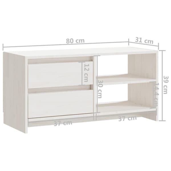 vidaXL TV-benk 80x31x39 cm heltre furu hvit