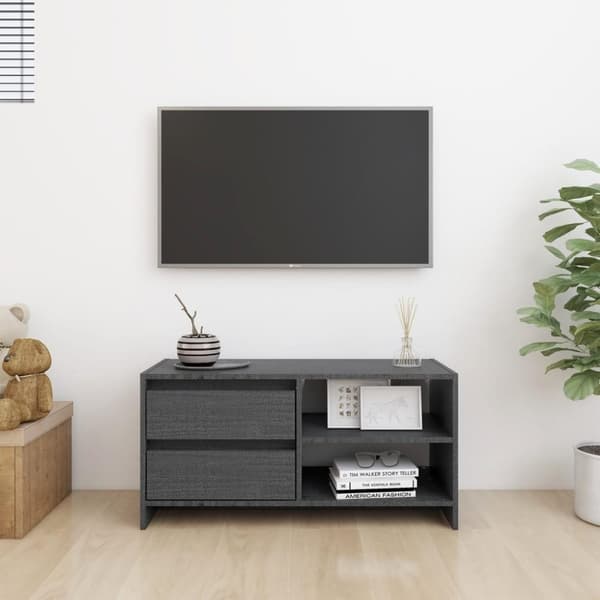 vidaXL TV-benk 80x31x39 cm heltre furu grå
