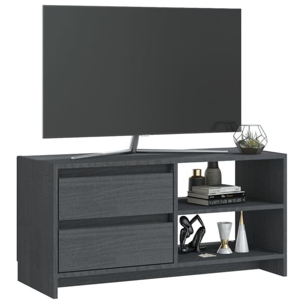 vidaXL TV-benk 80x31x39 cm heltre furu grå
