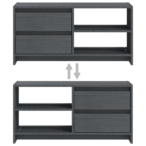 vidaXL TV-benk 80x31x39 cm heltre furu grå