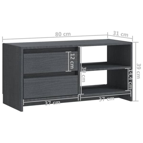 vidaXL TV-benk 80x31x39 cm heltre furu grå
