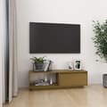 Pikkukuva 11 / 11: vidaXL TV-taso hunajanruskea 110x30x33,5 cm täysi mänty