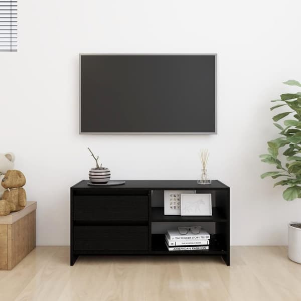 vidaXL tv-skab 80x31x39 cm massivt fyrretræ sort