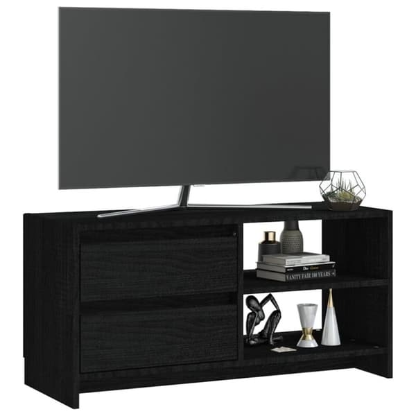 vidaXL tv-skab 80x31x39 cm massivt fyrretræ sort