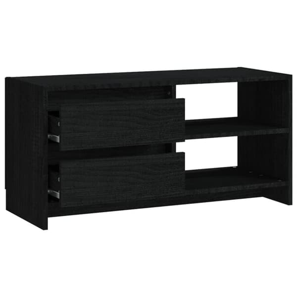 vidaXL tv-skab 80x31x39 cm massivt fyrretræ sort