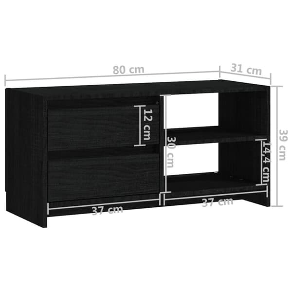 vidaXL tv-skab 80x31x39 cm massivt fyrretræ sort