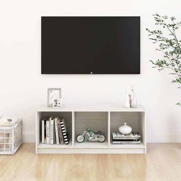 vidaXL TV-bänk vit 104x33x41 cm massiv furu