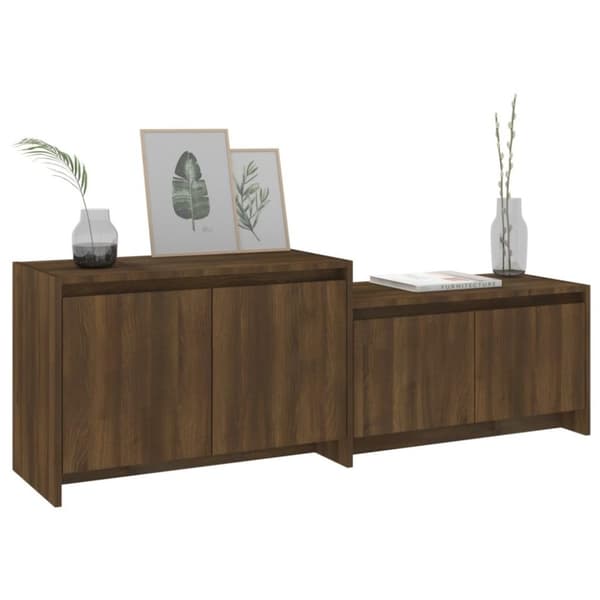 vidaXL tv-skab 146,5x35x50 cm spånplade brun egetræsfarve