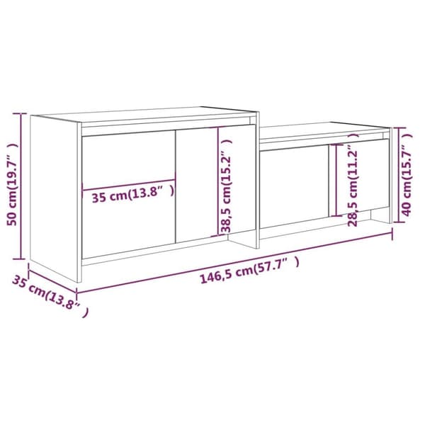 vidaXL tv-skab 146,5x35x50 cm spånplade brun egetræsfarve