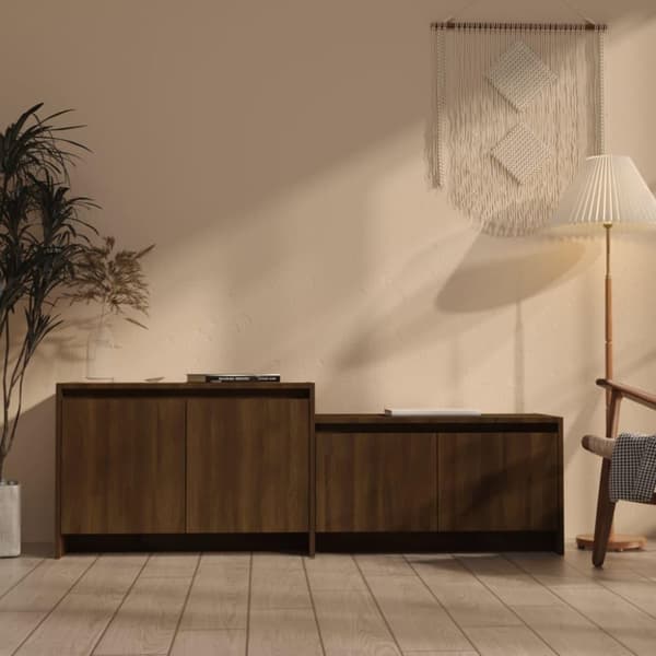 vidaXL tv-skab 146,5x35x50 cm spånplade brun egetræsfarve