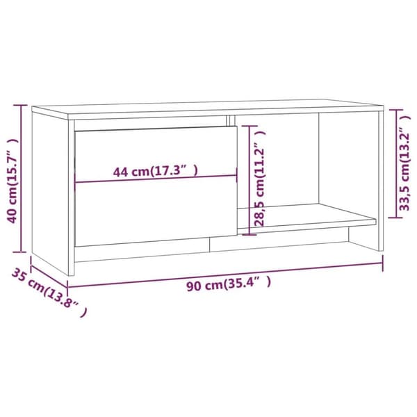 vidaXL TV-benk røkt eik 90x35x40 cm sponplate