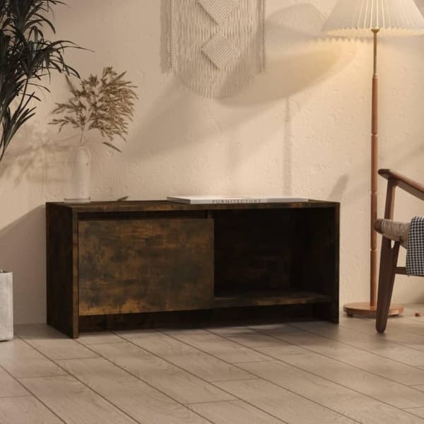 vidaXL TV-benk røkt eik 90x35x40 cm sponplate