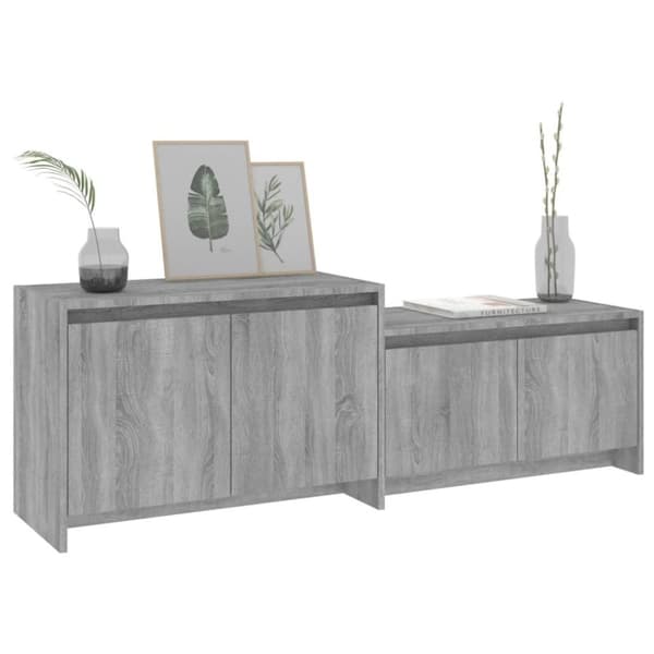 vidaXL tv-bord 146,5x35x50 cm spånplade grå sonoma-eg