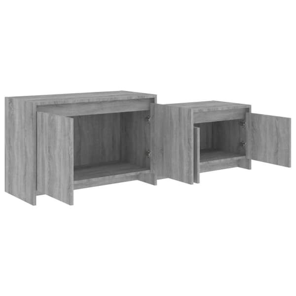 vidaXL tv-bord 146,5x35x50 cm spånplade grå sonoma-eg