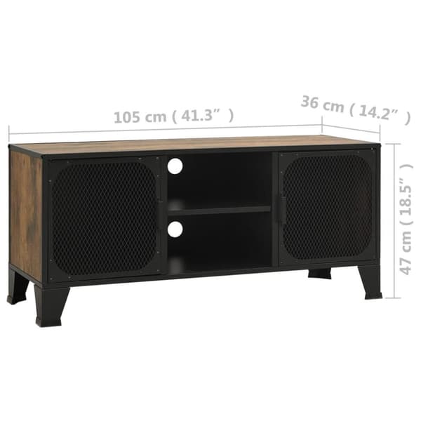 vidaXL TV-benk rustikk brun 105x36x47cm metall og MDF