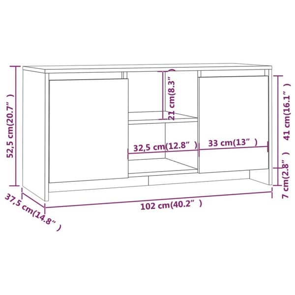 vidaXL tv-bord 102x37,5x52,5 cm spånplade brun egetræsfarve