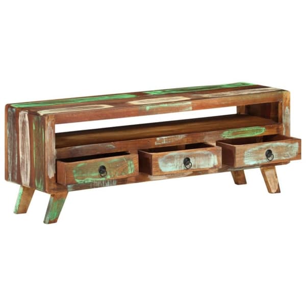 vidaXL TV-benk 110x30x40 cm gjenvunnet heltre flerfarget