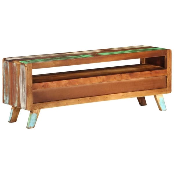 vidaXL TV-benk 110x30x40 cm gjenvunnet heltre flerfarget