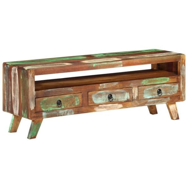 vidaXL TV-benk 110x30x40 cm gjenvunnet heltre flerfarget