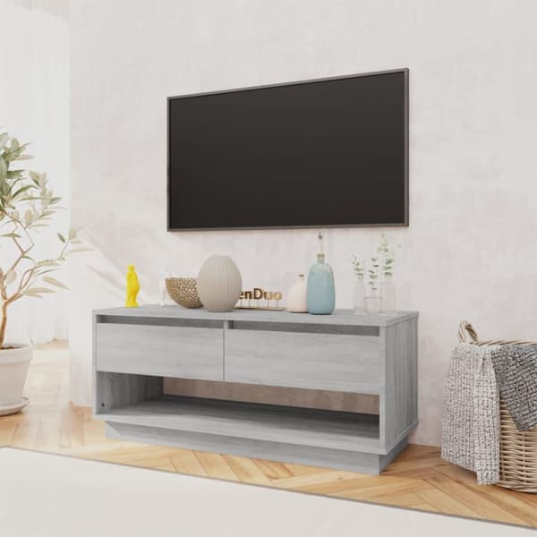 vidaXL TV-benk grå sonoma eik 102x41x44 cm sponplate