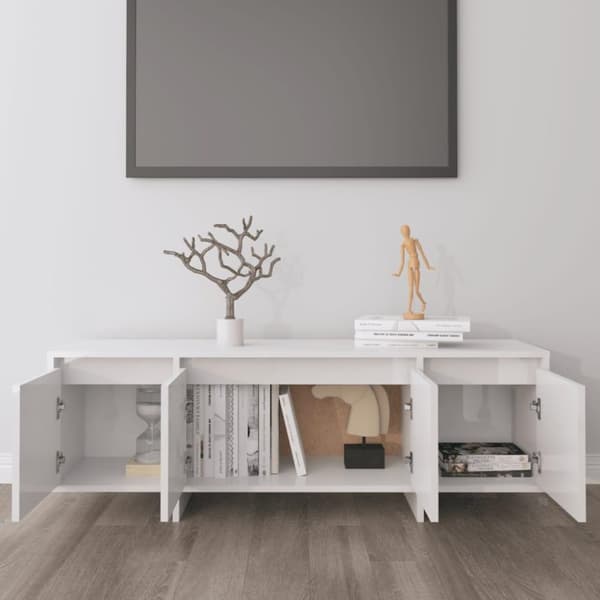 vidaXL tv-bord 120x30x40,5 cm spånplade hvid højglans