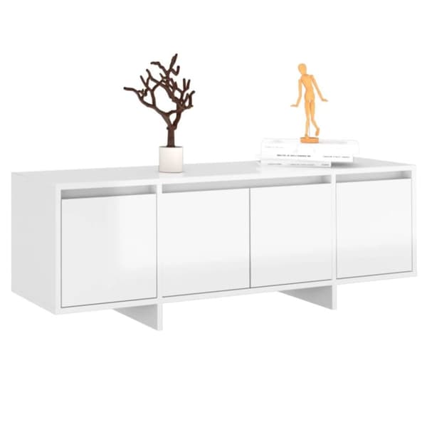 vidaXL tv-bord 120x30x40,5 cm spånplade hvid højglans