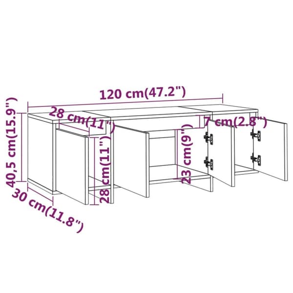 vidaXL tv-bord 120x30x40,5 cm spånplade hvid højglans